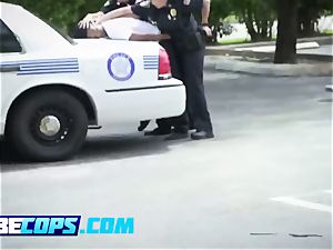 huge-chested brunette cops satisfy a black dude